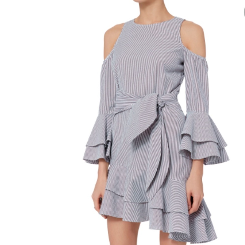 Intermix collection striped cutout tie dress
